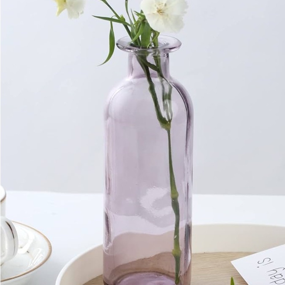 Elegant Purple Glass Bud Vase - set of 8